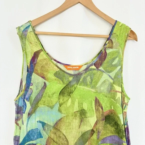 Jams World Secret Falls Maxi Dress 2X Tropical Leaf Print Sleeveless XXL - Picture 2 of 7